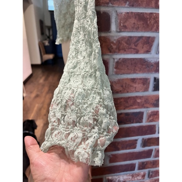 Free People FP One Madison Top  Lace Sheer Hook-Front Bell Sleeve S Coquette - Picture 4 of 11